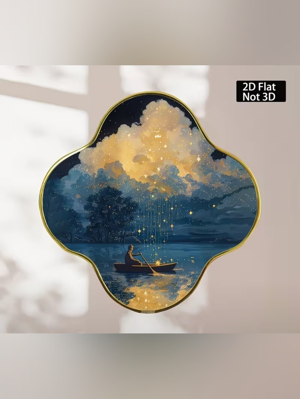 Dreamscape Lake Wall Art - Gold & Navy Cloud Scene